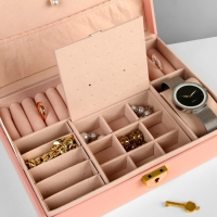 Подставка для украшений «Шкатулка» 1 ярус, 17×23×6,5 см, цвет розовый Подставка для украшений «Шкатулка» 1 ярус, 17×23×6,5 см, цвет розовый