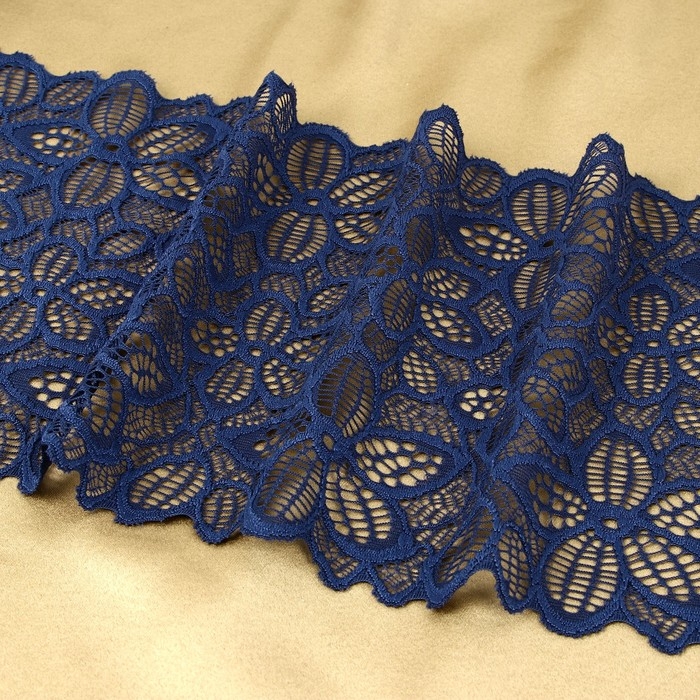 Кружевная эластичная ткань, 180 мм × 2,7 ± 0,5 м, цвет синий Кружевная эластичная ткань, 180 мм × 2,7 ± 0,5 м, цвет синий
