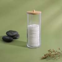 Органайзер для ватных дисков, с крышкой, d = 6,5 &times; 18 см, в картонной коробке, цвет прозрачный/коричневый