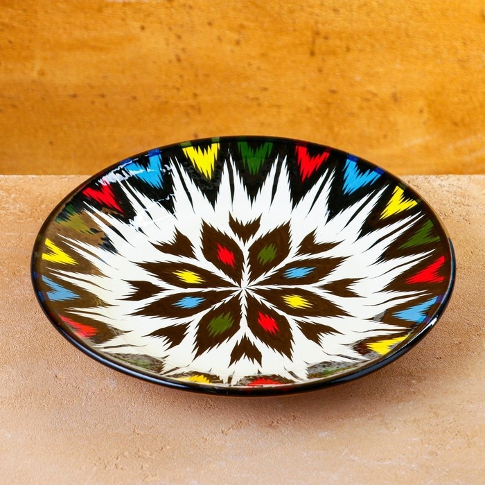 Тарелка Риштанская Керамика Тарелка Риштанская Керамика "Атлас", разноцветная, плоская, 22 см