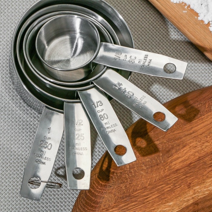 Набор мерных ложек Доляна &laquo;Кристалл&raquo;, 5 шт: 30/60/80/125/250 мл, нержавеющая сталь, серебристый