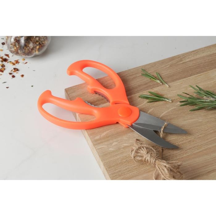 Ножницы кухонные Доляна «Ловкач», 19 см, цвет оранжевый Ножницы кухонные Доляна «Ловкач», 19 см, цвет оранжевый