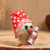 Оберег &laquo;Домовой&raquo;, с рублями, 10 см, микс