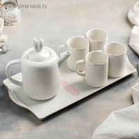 Набор керамический чайный &laquo;Зайка&raquo;, 6 предметов: 4 кружки 220 мл, чайник 900 мл, поднос