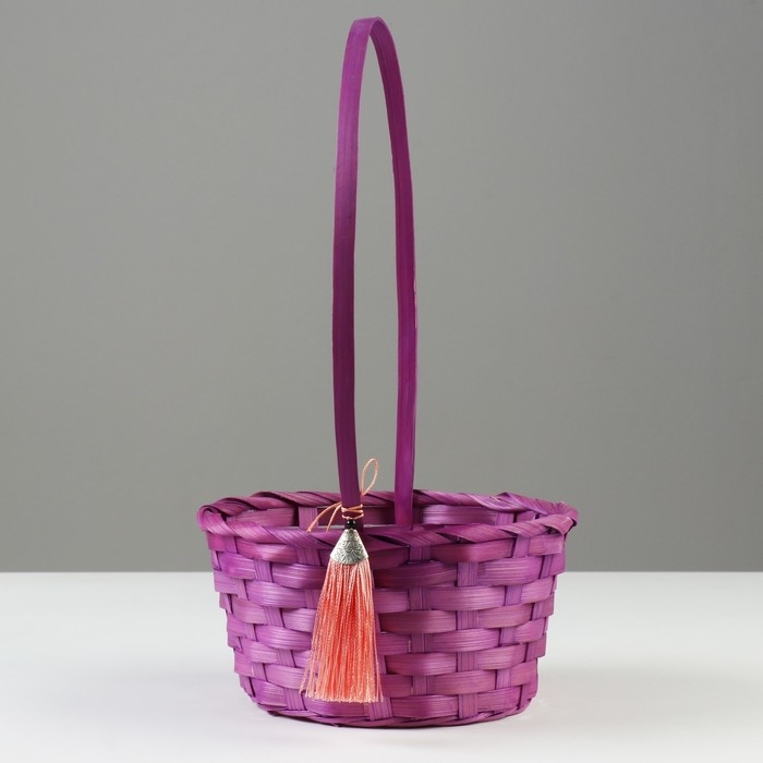 Корзина плетеная, D19 х 9 х 32 см, фиолетовая, бамбук