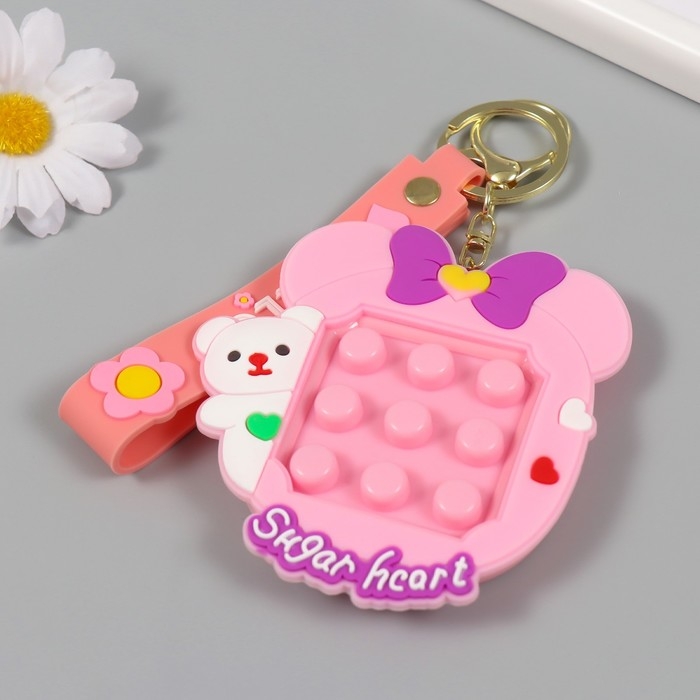 Брелок резина с карабином, ремешком антистресс+лабиринт Брелок резина с карабином, ремешком антистресс+лабиринт "Мишка" 1,5х9х9,5 см