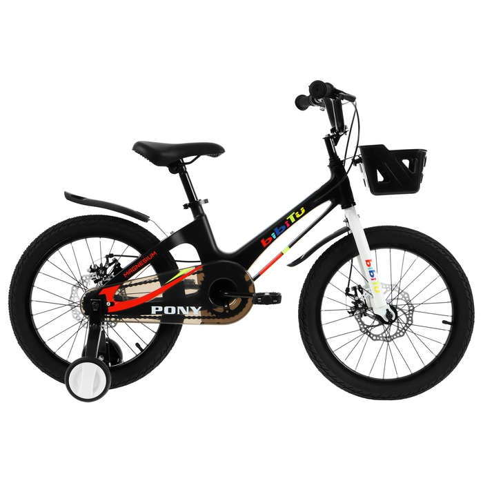 Велосипед 16 Велосипед 16" BIBITU PONY, цвет чёрный/белый