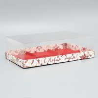 Коробка для для мусовых пирожных &laquo;С Новым годом!&raquo;, снежинки, 27 х 17.8 х 6.5 см, Новый год