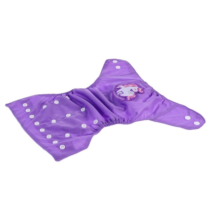 Многоразовый подгузник &laquo;Верю в единорогов&raquo;, 3-15 кг, цвет фиолетовый, Крошка Я