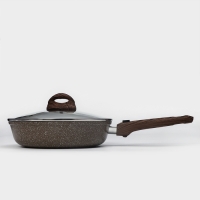 Сковорода Доляна &laquo;Брауни&raquo;, d=24 см, съёмная ручка, стеклянная крышка, антипригарное покрытие, индукция