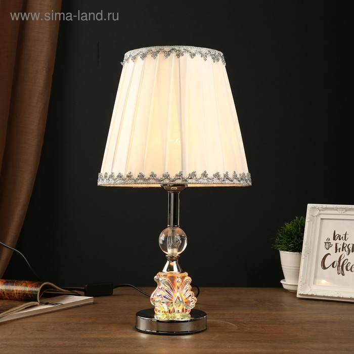 Лампа настольная "Румба" 1х40Вт Е27 хром 28х28х45 см RISALUX