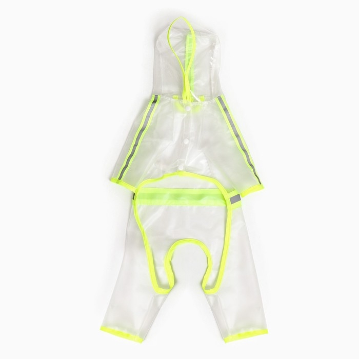 Дождевик-комбинезон для собак, р-р M (ДС 30, ОГ 42 см, вес 5-8 кг), прозрачный-жёлтый