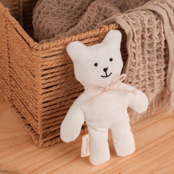 Мягкая игрушка &laquo;Мишка&raquo;, с бантиком, 17 см, цвет белый
