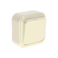 Выключатель двухклавишный открытой установки, 250В, 6А, IP20, слоновая кость, PSW06-22-20 ( 1022743 Выключатель двухклавишный открытой установки, 250В, 6А, IP20, слоновая кость, PSW06-22-20 ( 1022743