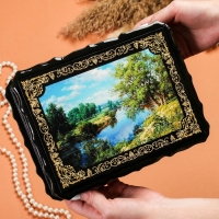Шкатулка &laquo;Лесной берег&raquo;, 17&times;23&times;6 см, лаковая миниатюра