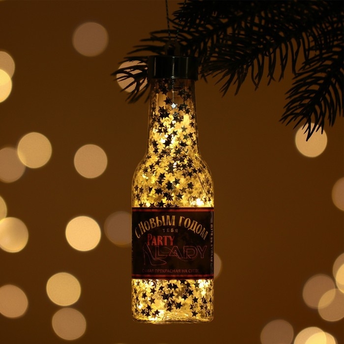 Елочная игрушка новогодняя с гирляндой &laquo;Новый год: С новым годом&raquo;, 14,2 х 4,2 см