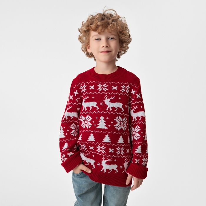 Джемпер вязаный детский KAFTAN "New Year" размер 32, (110-116 см)