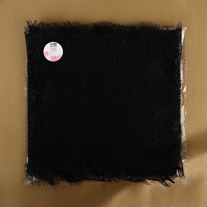 Кружево реснички, 190 мм &times; 3 &plusmn; 0,5 м, цвет чёрный