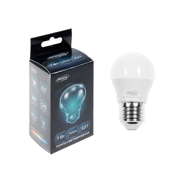 Лампа cветодиодная Luazon Lighting, G45, 7 Вт, E27, 630 Лм, 4000 К, дневной свет Лампа cветодиодная Luazon Lighting, G45, 7 Вт, E27, 630 Лм, 4000 К, дневной свет
