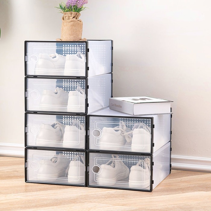 Коробка для хранения обуви с дверцей Доляна Large size, 26&times;33,5&times;16,5 см, 2 шт