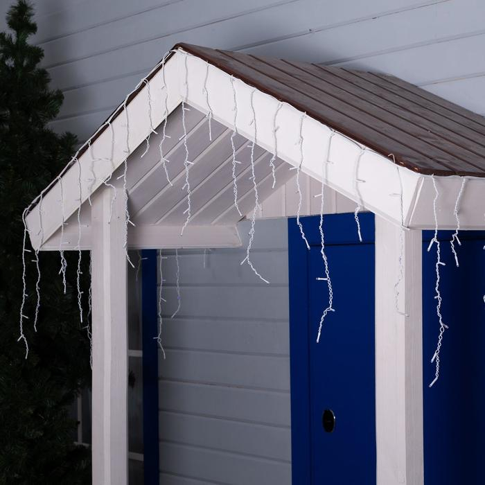 Гирлянда &laquo;Бахрома&raquo; 3 &times; 0.6 м, IP44, УМС, белая нить, 160 SMD-LED, свечение синее, 220 В