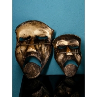 Набор фигур &laquo;Маска грустная&raquo;, полистоун, 60 см, 2 шт, цвет золото