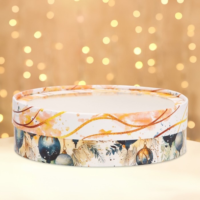 Коробка подарочная новогодняя для макарун тубус с окном "Шарики", 20 х 6 см. Новый год