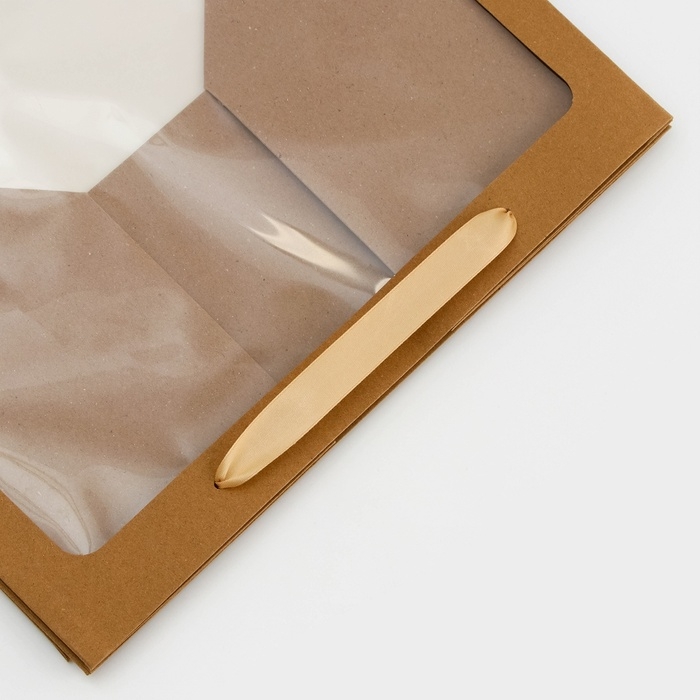 Пакет подарочный с широким дном и окном 35 х 29 х 28 см, крафт