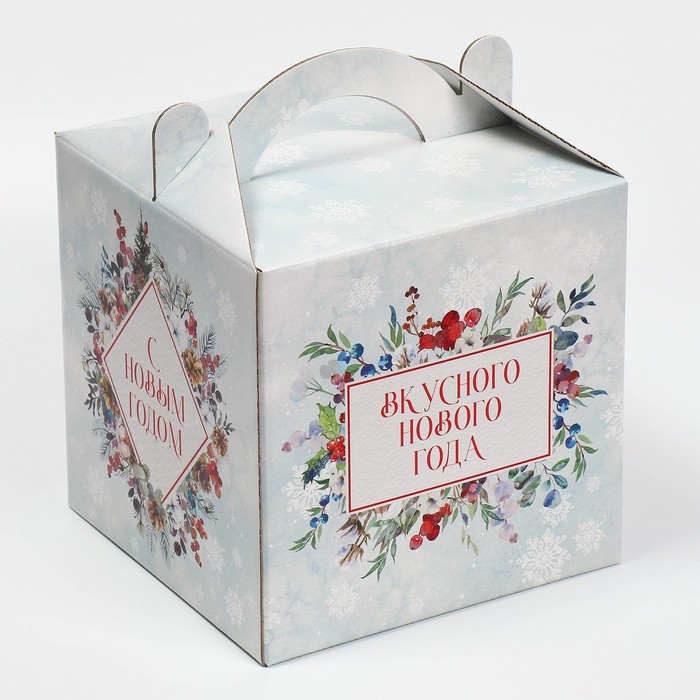 Коробка кондитерская с окном, сундук, &laquo;Зимняя акварель&raquo; 20 х 20 х 20 см, Новый год
