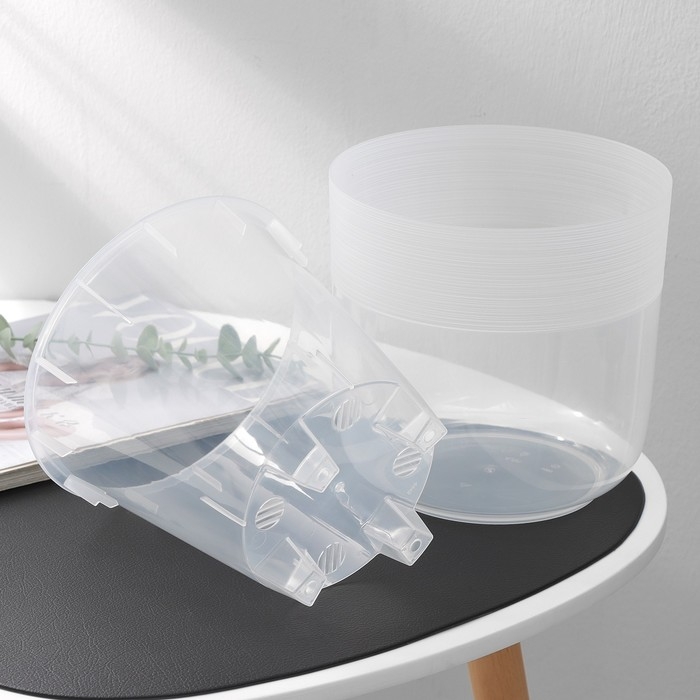 Кашпо для цветов со вставкой «Линель», 4,5 л, d=19 см, h=19 см, прозрачный Кашпо для цветов со вставкой «Линель», 4,5 л, d=19 см, h=19 см, прозрачный