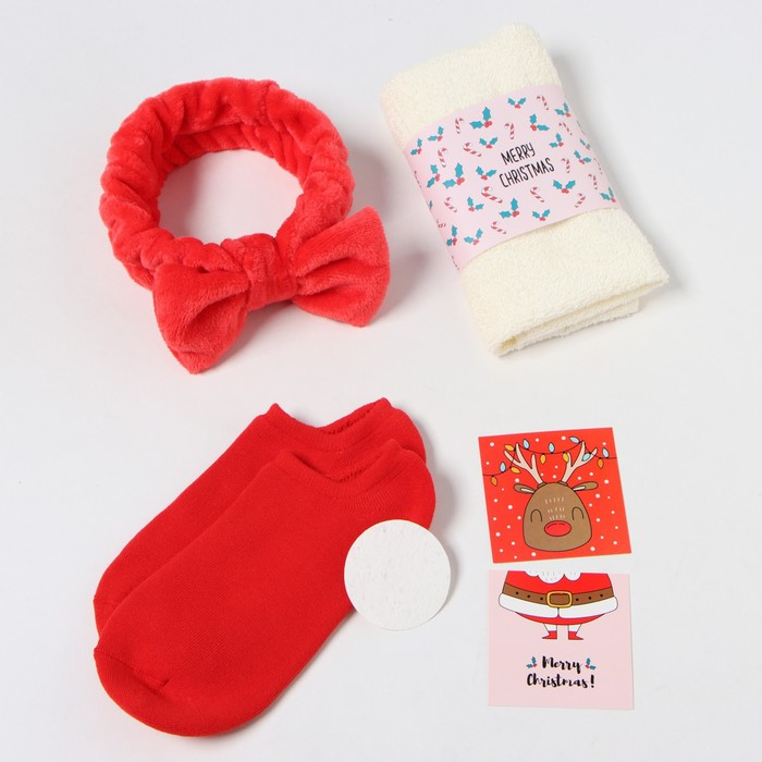 Подарочный набор новогодний Этель Happy new year полотенце 30х60см и аксессуары (3 предм)