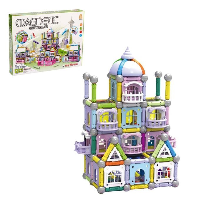 Конструктор магнитный &laquo;Дворец&raquo;, световые и звуковые эффекты, 206 деталей