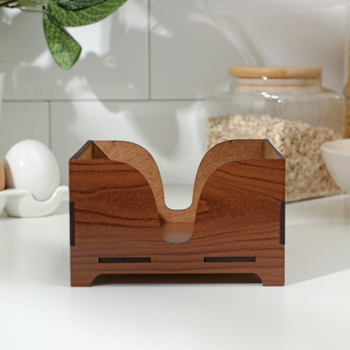 Салфетница деревянная &laquo;Орех&raquo;, без гравировки, с салфетками, цвет коричневый