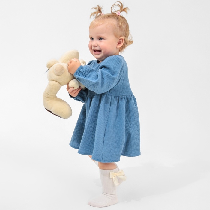 Платье с воротничком Крошка Я Муслин, 74-80, темно-синий