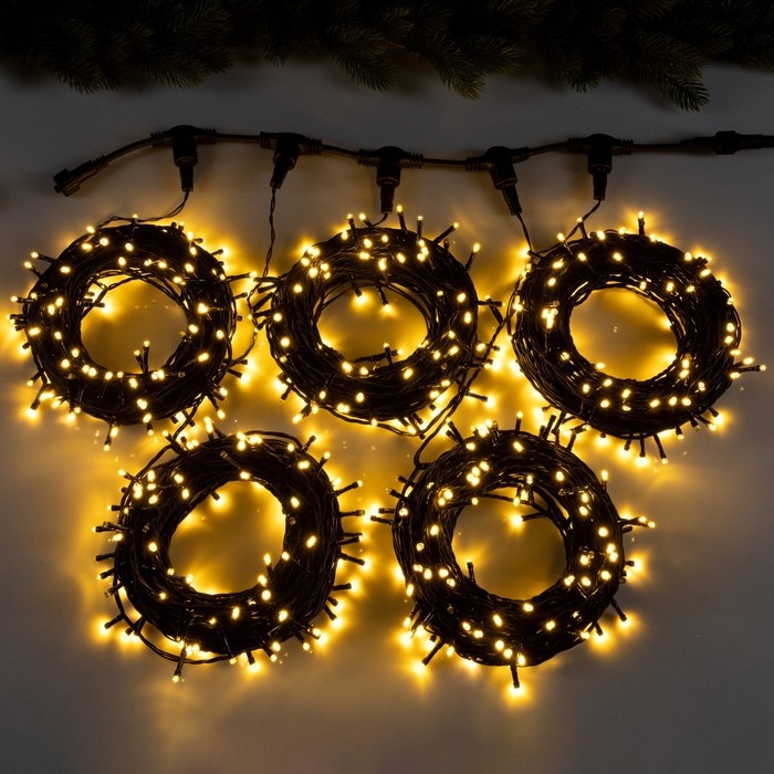 Гирлянда «Клип-лайт» 5 нитей по 20 м, IP44, УМС, тёмная нить, 665 LED, свечение тёплое белое, мерцание, 24 В Гирлянда «Клип-лайт» 5 нитей по 20 м, IP44, УМС, тёмная нить, 665 LED, свечение тёплое белое, мерцание, 24 В