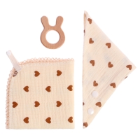 Муслиновый набор «Подарочный набор: Сердечки», 3 шт. Муслиновый набор «Подарочный набор: Сердечки», 3 шт.