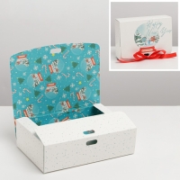 Коробка подарочная новогодняя складная двухсторонняя &laquo;Шар со снегом&raquo;, 16.5 х 12.5 х 5 см, Новый год