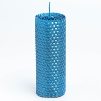Свеча из вощины, 4,5х4,5х12,5 см, синий металлик Свеча из вощины, 4,5х4,5х12,5 см, синий металлик