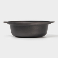 Жаровня чугунная &laquo;Биргер&raquo;, 1,5 л, d=24 см, стеклянная крышка, цвет чёрный