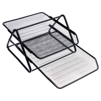 Лоток для бумаг горизонтальный, 2 отделения, в сетку, чёрный Лоток для бумаг горизонтальный, 2 отделения, в сетку, чёрный