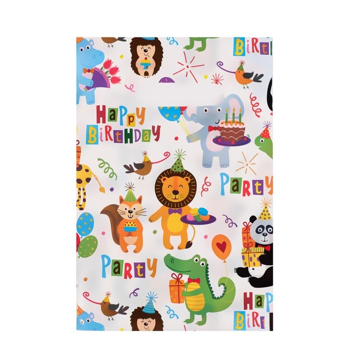 Пакет Пакет "Вечеринка зверят", полиэтилен. с выруб ручкой,20х30 см,30 мкм набор 20 штук