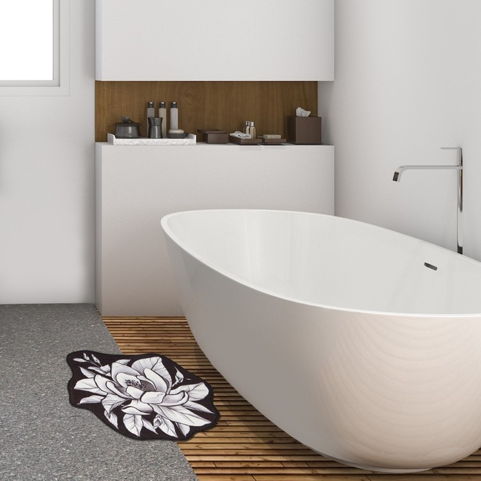 Коврик для ванной Этель Magnolia 53х63±2см см, 100% п/э, велюр Коврик для ванной Этель Magnolia 53х63±2см см, 100% п/э, велюр