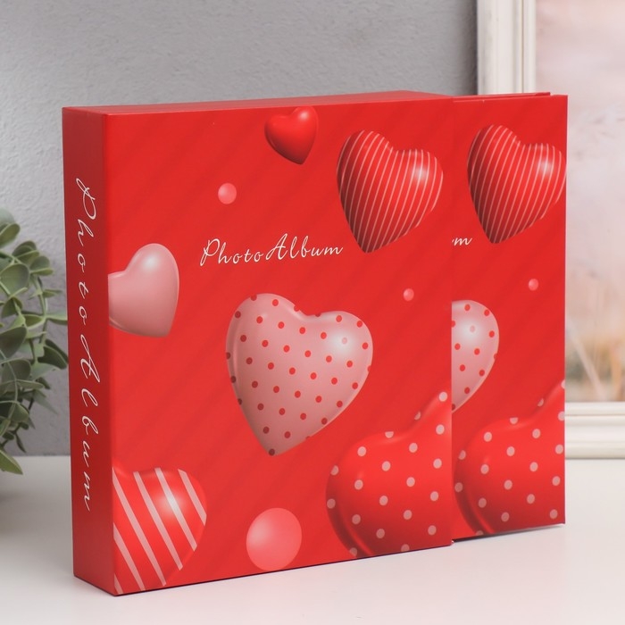 Фотоальбом на 80 фото 10х15 см "3D сердца" в коробке МИКС 5х19х23 см