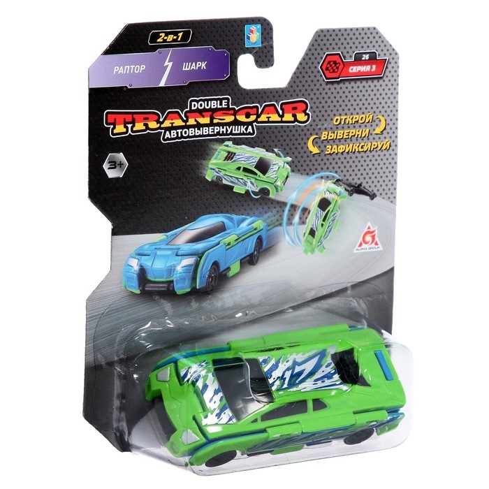 Автовывернушка Transcar Double &laquo;Раптор - Шарк&raquo;, 2в1, 8 см