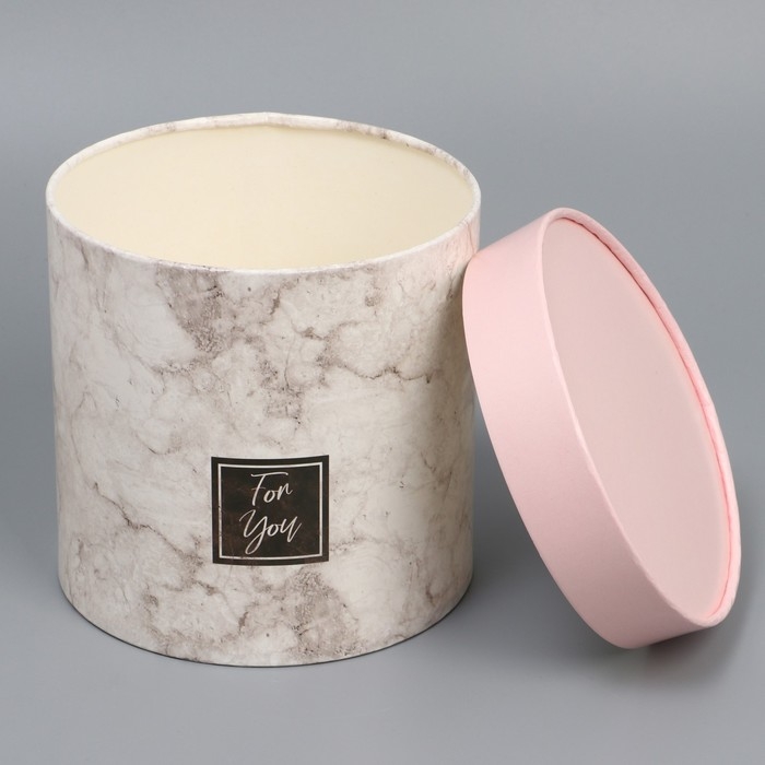 Набор шляпных коробок 2 в 1, упаковка подарочная, &laquo;Мрамор&raquo;, 13 х 13, 16 х 16 см