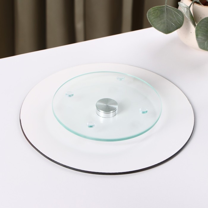 Подставка стеклянная для торта вращающаяся Доляна «Пионы», d=24 см Подставка стеклянная для торта вращающаяся Доляна «Пионы», d=24 см