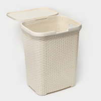 Корзина бельевая с крышкой, 60 л, 34&times;44&times;56 см, цвет слоновая кость