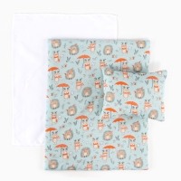 Кукольное постельное &laquo;Олени, Ёжики&raquo;, х/б: простынь, одеяло 46 &times; 36 см, подушка 23 &times; 17 см