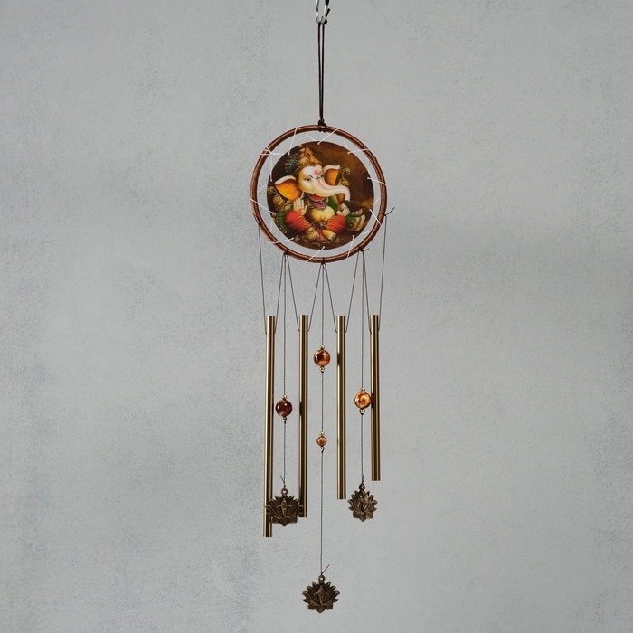 Музыка ветра металл Музыка ветра металл "Ганеша: мудрость и благополучие" 4 трубки 1,8х16х57 см