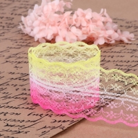 Кружево капроновое &laquo;Градиент&raquo;, 45 мм &times; 10 &plusmn; 1 м, цвет розовый/жёлтый №5